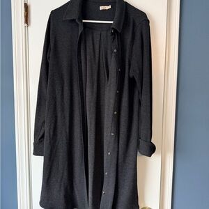 Faherty Charcoal Button-Down Midi Dress